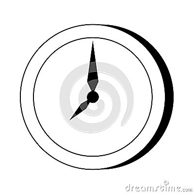 Wall clock round frame time symbol in black and white Vector Illustration