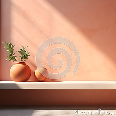 A wall in the color peach fuzz generated by artificial intelligence Stock Photo