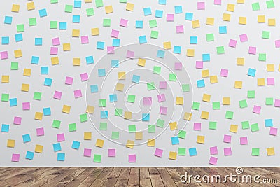 Wall with colored sticky notes Stock Photo