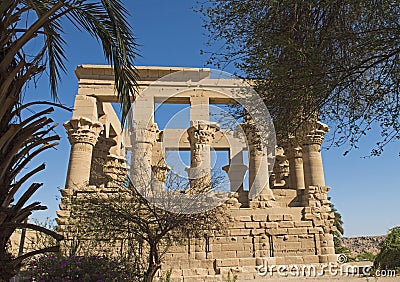 Columns and wall at kiosk in an ancient egyptian temple Stock Photo