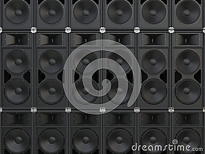 Wall of concert horn loudspeakers Stock Photo