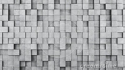 Wall of concrete cubes as wallpaper or background Stock Photo