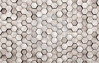 Wall of concrete hexagons Stock Photo