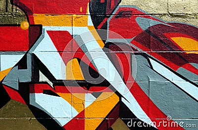 Wall covered in colorful graffiti Editorial Stock Photo