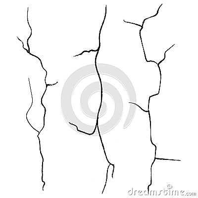 Wall Cracks Vector. Set Isolated On White Background. Vector Illustration