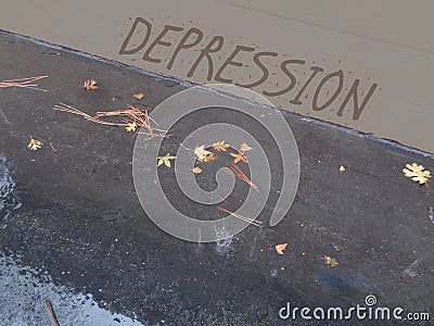Wall of Depression - Rainy Day Stock Photo
