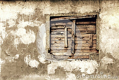 Wall of a deserted house Stock Photo