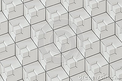 The wall with duplicate squares stacked, 3d rendering Cartoon Illustration