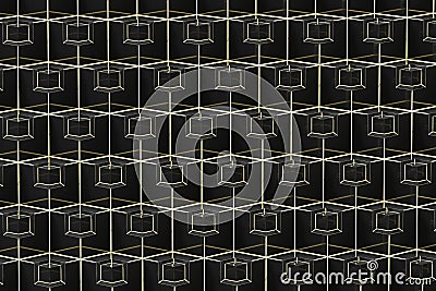 The wall with duplicate squares stacked, 3d rendering Cartoon Illustration
