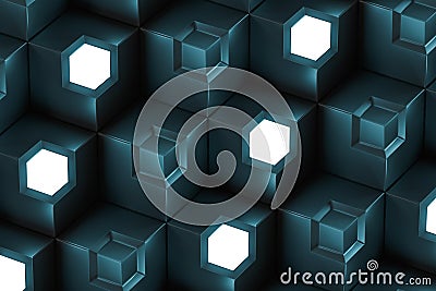 The wall with duplicate squares stacked, 3d rendering Cartoon Illustration