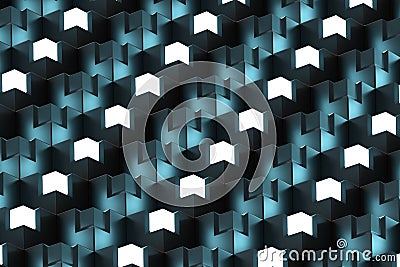The wall with duplicate squares stacked, 3d rendering Cartoon Illustration