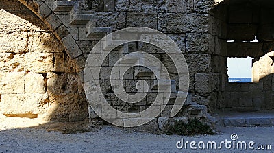 Wall fragment of medieval fortress Stock Photo
