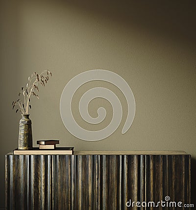 Wall, frame mock up in dark minimalist interior close up Stock Photo