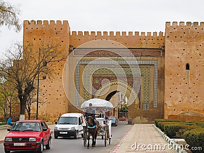 Wall Gate in Meknes Editorial Stock Photo