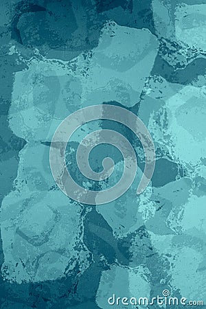 Wall with geometric shapes painted with different blue gradients forms an abstract artistic background with texture. Stock Photo