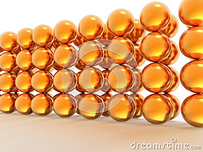 Wall of gold spheres Stock Photo