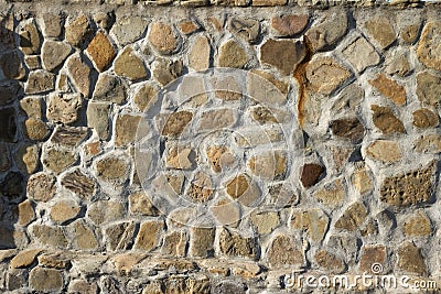 Wall grunge texture background stone. Grungy aged stonework city. Damage front decor house Stock Photo