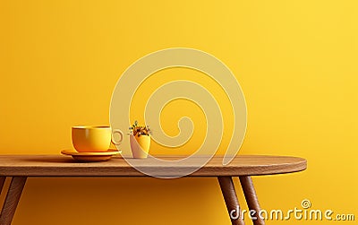 Wall-Hanging Coat Rack in Vibrant Yellow -Generative Ai Stock Photo