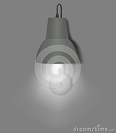 Wall lamp with bell shaped lampshade. Modern interior night light with the light on. Vector mockup Vector Illustration
