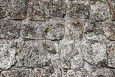 Wall of large stones. The Mayan Great Piramide. Uxmal. Stock Photo