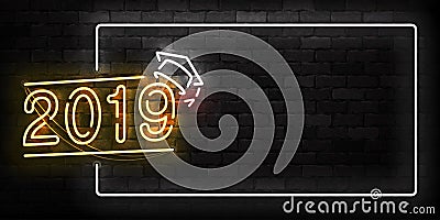 Vector realistic isolated neon sign of 2019 Graduation frame logo for template decoration and layout covering on the wall backgrou Stock Photo