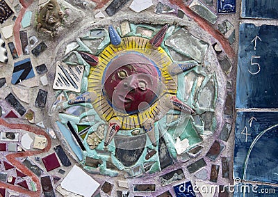 Wall in Magic Gardens by Isaiah Zagar, Philadelphia Editorial Stock Photo