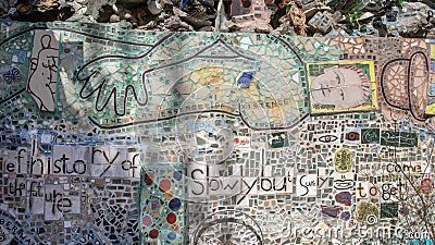 Wall in Magic Gardens by Isaiah Zagar, Philadelphia Editorial Stock Photo