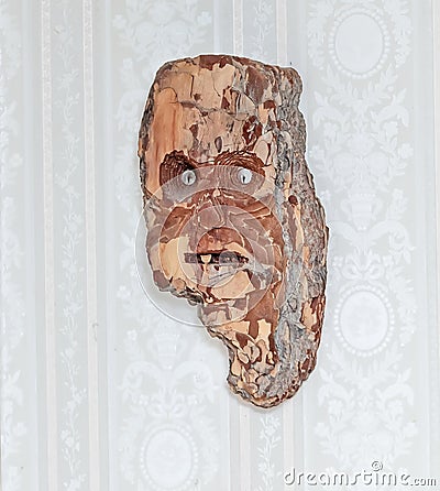 Wall mask from bark of tree Stock Photo