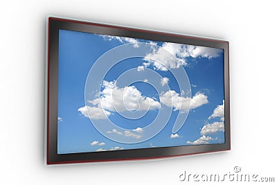 Wall-mounted stylish LCD TV Stock Photo