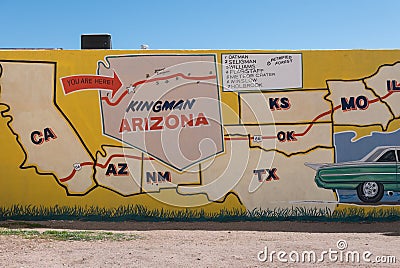 Historic Route 66 in Kingman, Arizona Stock Photo