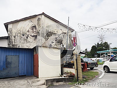 Wall mural street art, Penang, Julia Volchkova Editorial Stock Photo