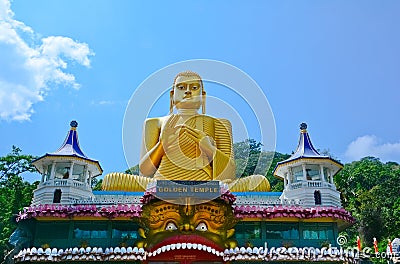 Wall Paintings And Buddha Statues At Dambulla Cave Golden Temple Stock Photo