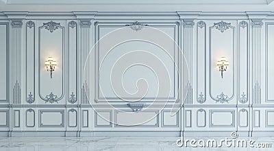 Wall panels in classical style with silvering. 3d rendering Stock Photo