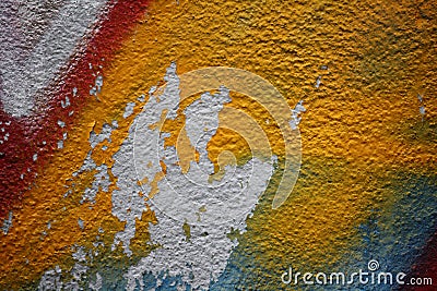 Wall with peeling plaster and graffiti 5 Stock Photo