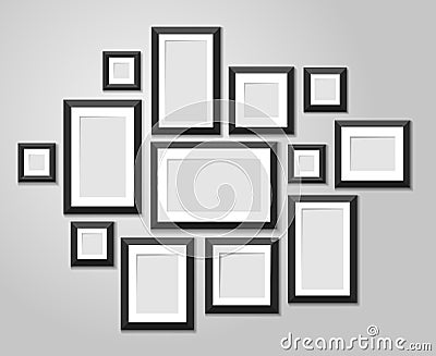 Wall picture frame templates isolated on white background. Blank photo frames with shadow and borders vector Vector Illustration