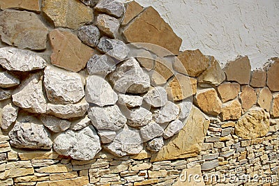 Wall pieces natural rock stone limestone Sandstone texture background light Stock Photo