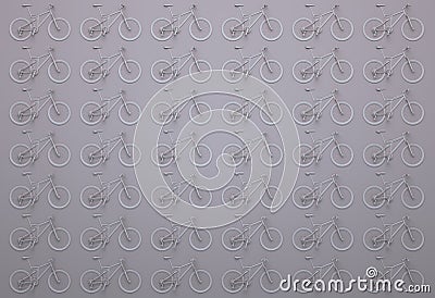 wall of pink bicycles. 3d illustration Stock Photo