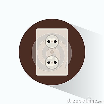 Wall plug electricity brown cicle design Vector Illustration