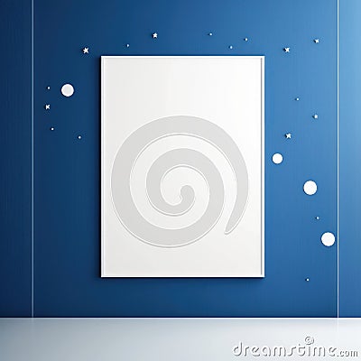 Wall poster mockup cobalt blue sky filled with stars AI generation Stock Photo