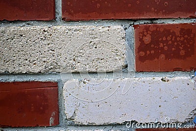 The wall of red and white sand-lime brick Stock Photo