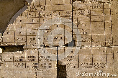 Wall relief of Ancient Egyptian calendar, Karnak, Stock Photo