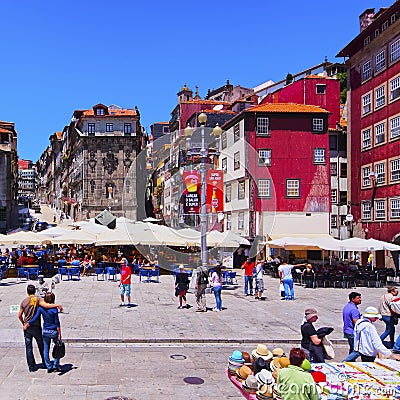 Wall of the Ribeira Shelters in Porto Editorial Stock Photo