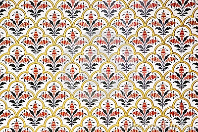 Wall richly decorated in Bikaner palace, India Stock Photo