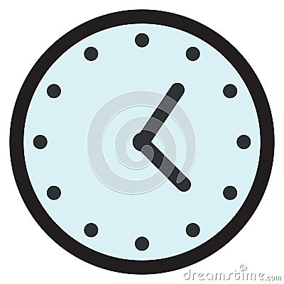 Wall round analog clock face, watch icon Vector Illustration