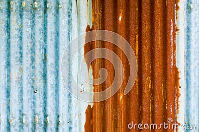 The wall rusty zinc plate Stock Photo