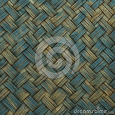 Woven Basket Background With Blue And Brown Colors Stock Photo