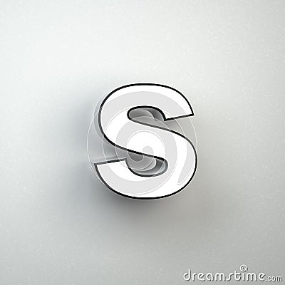 Wall sign letter S lowercase neon font isolated on white wall. Stock Photo