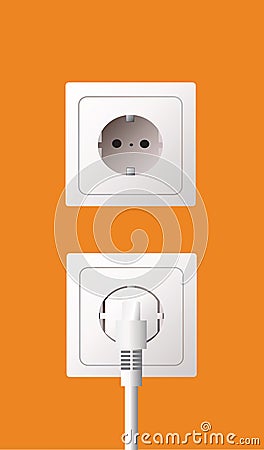 Wall socket and electric plug Vector Illustration