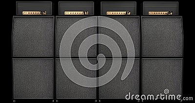 Wall of Sound - Speaker stacks and Guitar Amplifiers Stock Photo