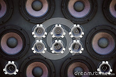 Wall of sound speakers. Stock Photo